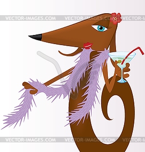 Dog with martini - vector image