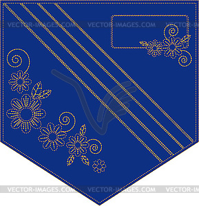 Denim embroidered pocket - vector clipart