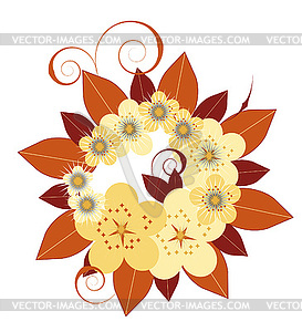 A wreath of flowers and leaves - vector image