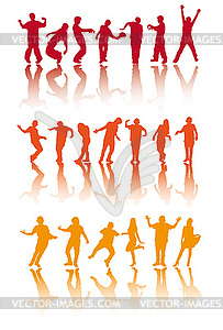 Silhouettes of dancing people - vector clipart