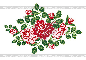 Romantic vignette of flowers roses - color vector clipart