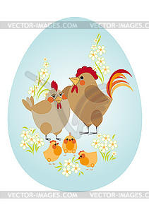 Easter egg. Chicken family - vector clipart