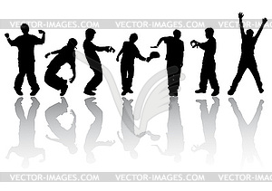 Silhouettes of dancing people - vector clip art