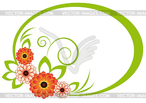 Oval frame with chrysanthemum - vector clipart