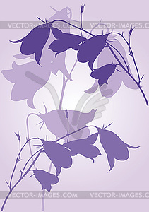 Lilac background with flowers bluebells - vector clipart