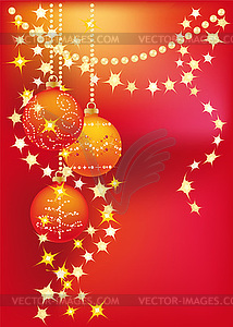 Red Winter background with Christmas tree balls - royalty-free vector image