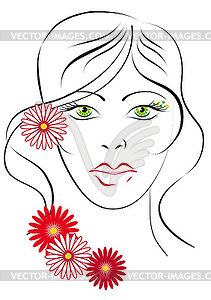 Green-eyed girl - vector image