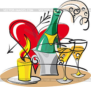 Champagne for lovers - vector clip art