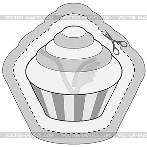 Coupon sticker with cupcake - vector image