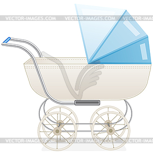 Blue baby stroller for boy - vector image