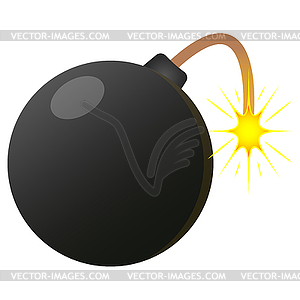 Black Bomb burning icon - vector clip art