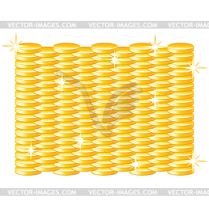 Gold coin stack with stars - vector image