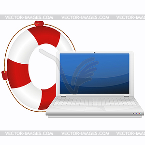 Lifesaver for laptop - vector image