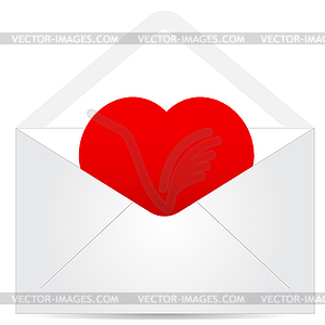 Envelope with red heart - vector image