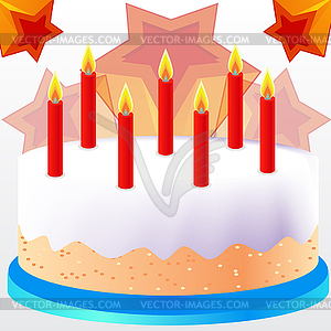 Cake with candles - vector clipart