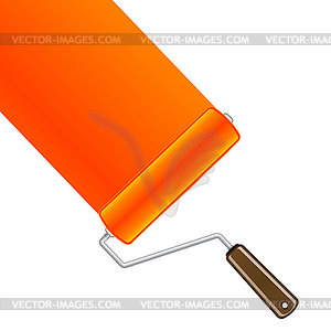 Orange paint roller - vector image