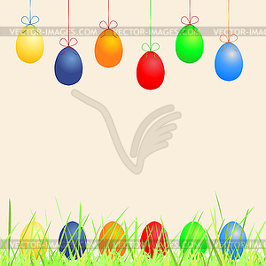 Easter background with eggs and grass - vector clipart / vector image