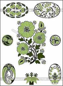 Art Nouveau - flower pattern - vector image