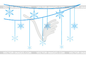 Decor of snowflakes on string - vector clip art