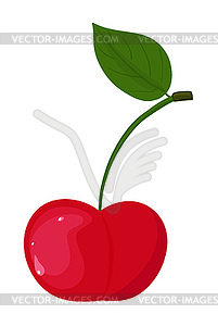 Ripe red cherry - vector clipart