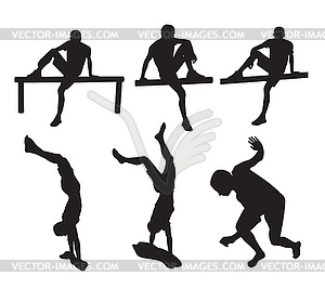 Set of guy silhouettes - vector image