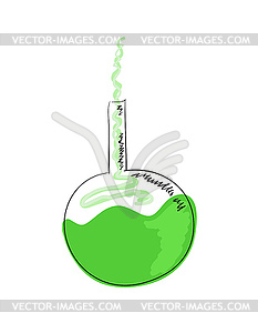 Flask with green liquid - vector image