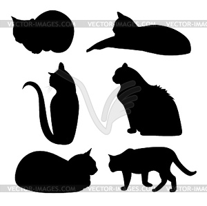 Набор силуэтов кошек - изображение в векторе / векторный клипарт