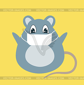 Мышь в медицинской маске - векторная иллюстрация