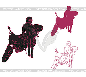 Silhouette of biker girl - stock vector clipart