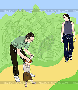 Family with child - vector clip art