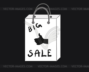 Shopping bag with thumbs up - vector clipart