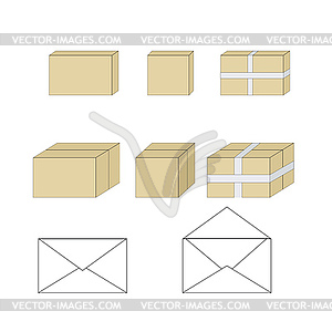Набор иконок посылок и конвертов - изображение в формате EPS