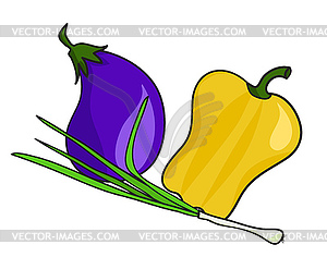 Three cartoon vegetables - vector image