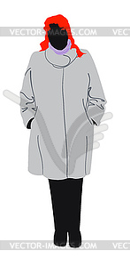 Curvy woman in coat - vector clipart