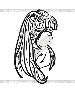 Portrait of little girl - vector clipart