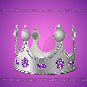 Silver crown with gems - vector clipart