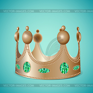 Bronze crown with gems - vector image