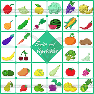 Set of fruits and vegetables - vector clipart