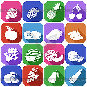 Set of fruits and vegetables - vector image