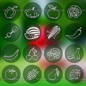 Set of fruits and vegetables - vector image