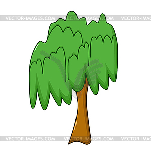 Willow tree icon, cartoon style - color vector clipart