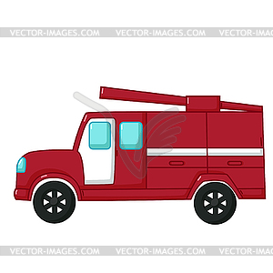 Red fire engine car icon, cartoon style - vector clip art