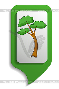 Map sign tree icon, cartoon style - vector clipart