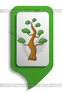 Map sign bonsai tree icon, cartoon style - vector image