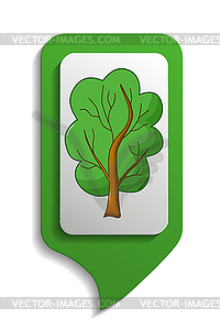 Map sign tree icon, cartoon style - vector clipart