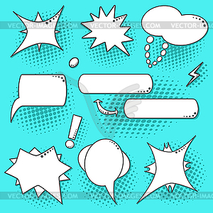 Blue pop art speech bubbles set - vector clipart