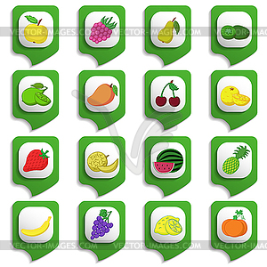 Fruits and vegetables icon set - vector clipart