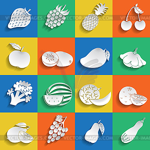 Set of fruits and vegetables - vector clip art