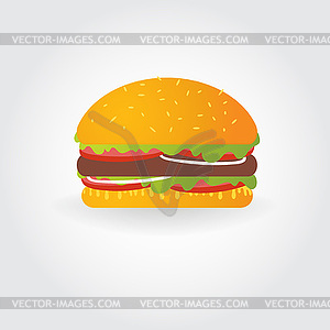 Hamburger . Flat icon with tasty burger - vector clipart