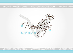 Floral wedding decoration logo design - vector clipart